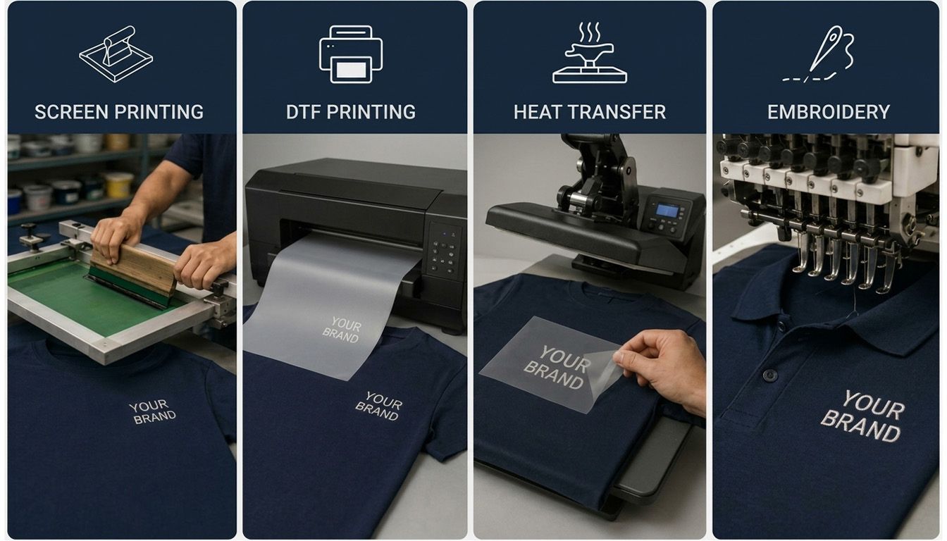 Different printing methods for customised corporate t-shirts