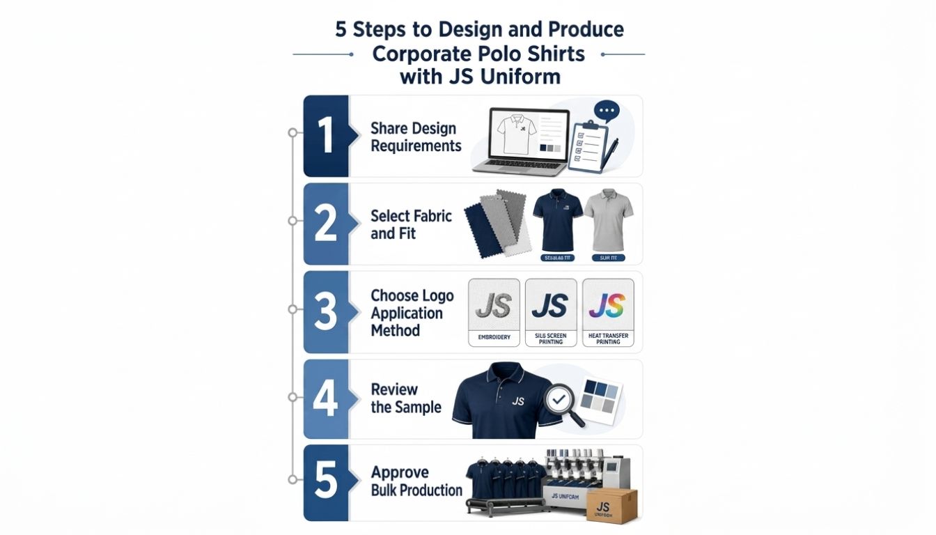 Steps in making corporate polo shirts with JS Uniform